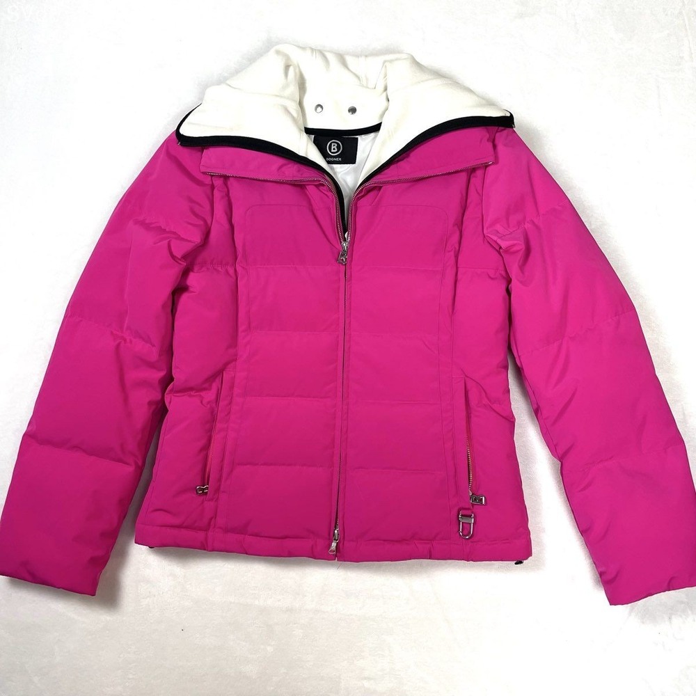 Bogner Women's Pink Goose Down Insulated Puffer Full Zip Ski Jacket Sz 4